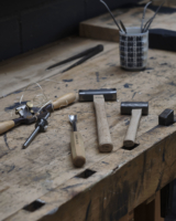 Sculptors workbench with tools